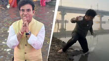 bjp-mla-slips-and-falls-into-water-during-reels-shooting