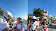 traffic-police-gives-flower-and-sweets-instead-of-challan