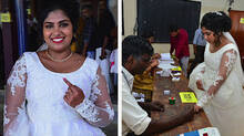 kerala-assembly-election-bride-arrives-to-vote-in-wedding-dress