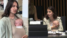swedish-minister-romina-pourmokhtari-brings-her-child-for-european-union-meeting