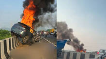 ev-catches-fire-after-hitting-divider-in-andhra-4-dead-1-injured
