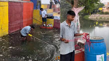 bittu-tabahi-installs-2-dustbins-after-cleaning-ajnar-river-second-time-one-goes-missing