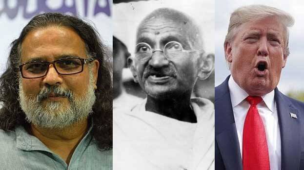 Image result for Gandhi's Great Grandson Tushar questions Trump about replacement of George Washington