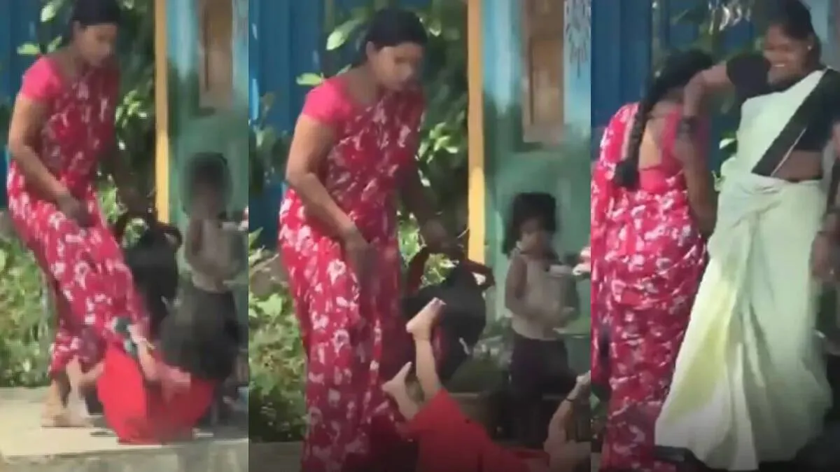 Mom seen kicking child for refusing to enter Anganwadi, police register case after pics circulate