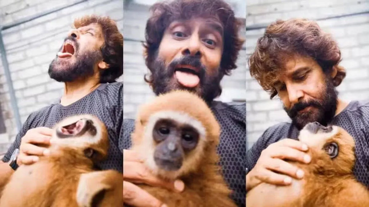 Reel with pet monkey goes viral; Superstar Vikram lands in controversy